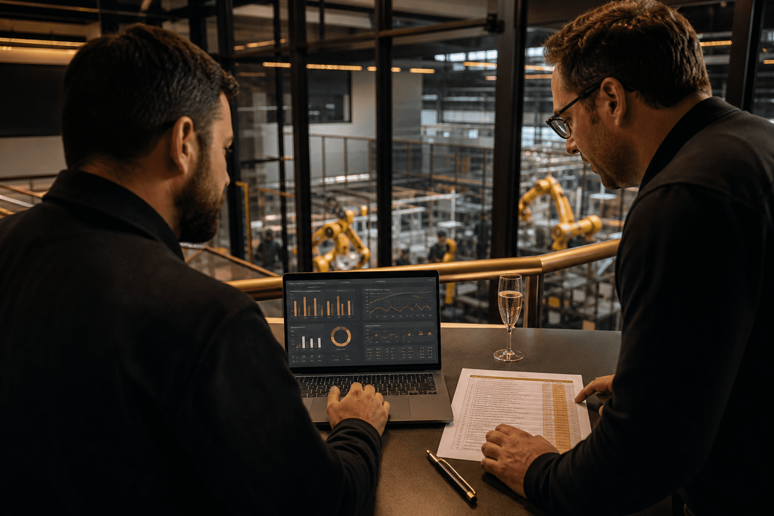 Design-partner pilot workshop overlooking a robot cell